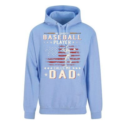 Favorite Baseball Player Calls Me Dad USA Flag Father's Day Unisex Surf Hoodie