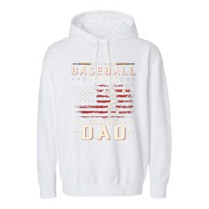 Favorite Baseball Player Calls Me Dad USA Flag Father's Day Garment-Dyed Fleece Hoodie