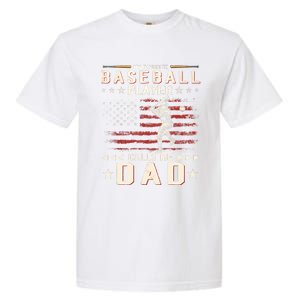 Favorite Baseball Player Calls Me Dad USA Flag Father's Day Garment-Dyed Heavyweight T-Shirt