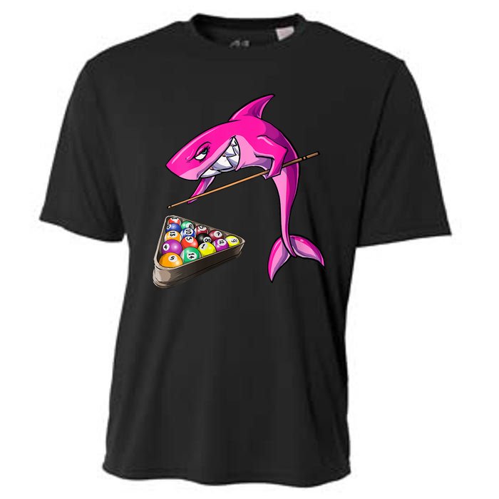 Funny Billiards Pool Cute Shark Gift Cooling Performance Crew T-Shirt