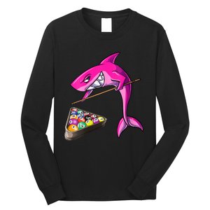 Funny Billiards Pool Cute Shark Gift Long Sleeve Shirt