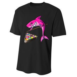 Funny Billiards Pool Cute Shark Gift Performance Sprint T-Shirt