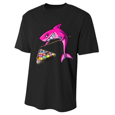 Funny Billiards Pool Cute Shark Gift Performance Sprint T-Shirt