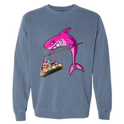 Funny Billiards Pool Cute Shark Gift Garment-Dyed Sweatshirt