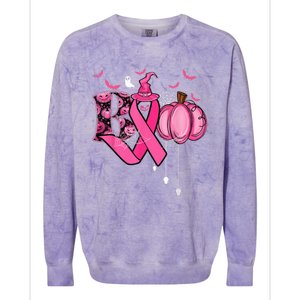 Funny Boo Pumpkin Witch Pink Ribbon Breast Cancer Halloween Colorblast Crewneck Sweatshirt