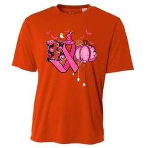 Funny Boo Pumpkin Witch Pink Ribbon Breast Cancer Halloween Cooling Performance Crew T-Shirt