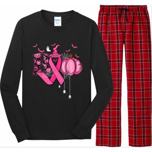 Funny Boo Pumpkin Witch Pink Ribbon Breast Cancer Halloween Long Sleeve Pajama Set