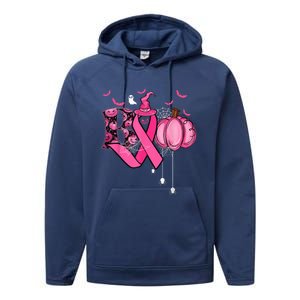 Funny Boo Pumpkin Witch Pink Ribbon Breast Cancer Halloween Performance Fleece Hoodie