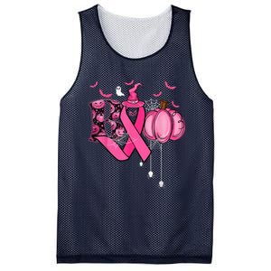 Funny Boo Pumpkin Witch Pink Ribbon Breast Cancer Halloween Mesh Reversible Basketball Jersey Tank