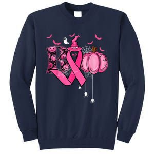 Funny Boo Pumpkin Witch Pink Ribbon Breast Cancer Halloween Tall Sweatshirt