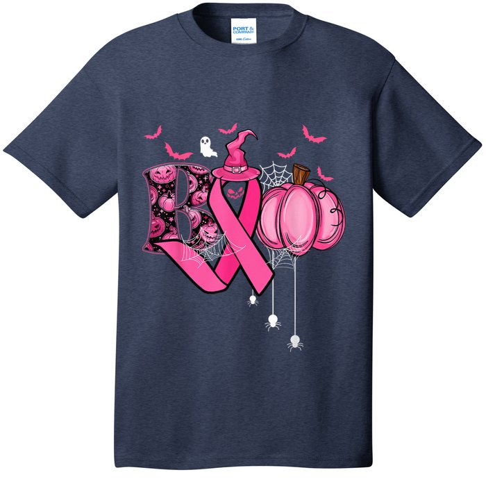 Funny Boo Pumpkin Witch Pink Ribbon Breast Cancer Halloween T-Shirt