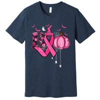 Funny Boo Pumpkin Witch Pink Ribbon Breast Cancer Halloween Premium T-Shirt