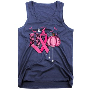 Funny Boo Pumpkin Witch Pink Ribbon Breast Cancer Halloween Tank Top