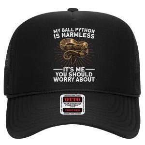 Funny Ball Python For Men Women Snake Lover Reptile Animal High Crown Mesh Back Trucker Hat