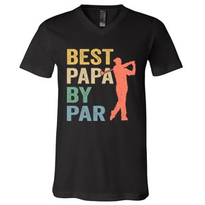 Funny Best Papa By Par Fathers Day Golf Grandpa V-Neck T-Shirt