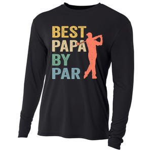 Funny Best Papa By Par Fathers Day Golf Grandpa Cooling Performance Long Sleeve Crew