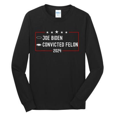 Funny Ballot Paper Voting Humor Joe Biden Vs Convicted Felon Tall Long Sleeve T-Shirt