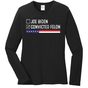 Funny Ballot Paper Voting I Voted For A Convicted Felon Ladies Long Sleeve Shirt