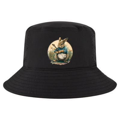 Funny Bunny Playing Banjo Guitar Music Rabbit Happy Easter Cool Comfort Performance Bucket Hat