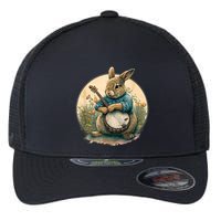 Funny Bunny Playing Banjo Guitar Music Rabbit Happy Easter Flexfit Unipanel Trucker Cap
