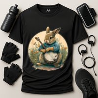 Funny Bunny Playing Banjo Guitar Music Rabbit Happy Easter Performance Shirt