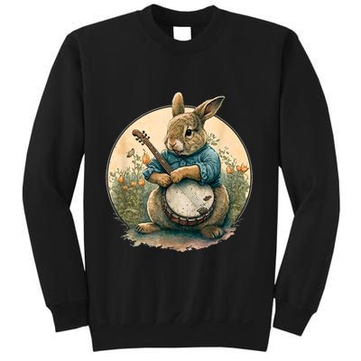 Funny Bunny Playing Banjo Guitar Music Rabbit Happy Easter Sweatshirt