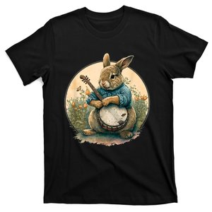 Funny Bunny Playing Banjo Guitar Music Rabbit Happy Easter T-Shirt