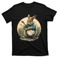 Funny Bunny Playing Banjo Guitar Music Rabbit Happy Easter T-Shirt