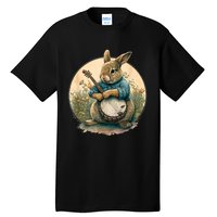 Funny Bunny Playing Banjo Guitar Music Rabbit Happy Easter Tall T-Shirt