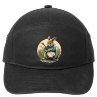Funny Bunny Playing Banjo Guitar Music Rabbit Happy Easter 7-Panel Snapback Hat