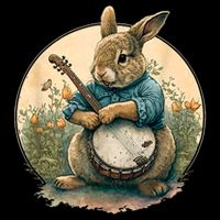 Funny Bunny Playing Banjo Guitar Music Rabbit Happy Easter 7-Panel Snapback Hat