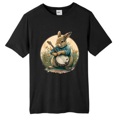 Funny Bunny Playing Banjo Guitar Music Rabbit Happy Easter Tall Fusion ChromaSoft Performance T-Shirt