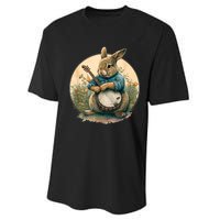 Funny Bunny Playing Banjo Guitar Music Rabbit Happy Easter Performance Sprint T-Shirt