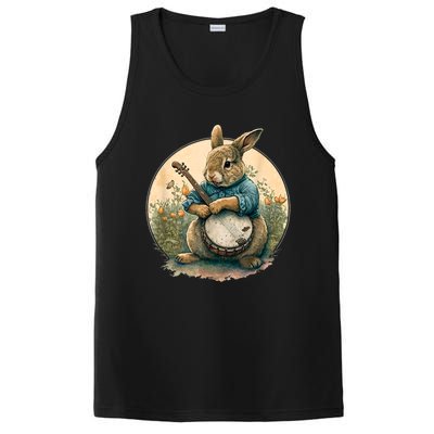 Funny Bunny Playing Banjo Guitar Music Rabbit Happy Easter PosiCharge Competitor Tank