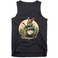 Funny Bunny Playing Banjo Guitar Music Rabbit Happy Easter Tank Top