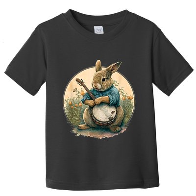 Funny Bunny Playing Banjo Guitar Music Rabbit Happy Easter Toddler T-Shirt