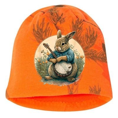 Funny Bunny Playing Banjo Guitar Music Rabbit Happy Easter Kati - Camo Knit Beanie