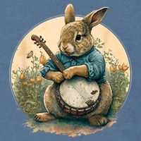Funny Bunny Playing Banjo Guitar Music Rabbit Happy Easter Garment-Dyed Sweatshirt