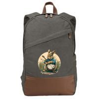 Funny Bunny Playing Banjo Guitar Music Rabbit Happy Easter Cotton Canvas Backpack
