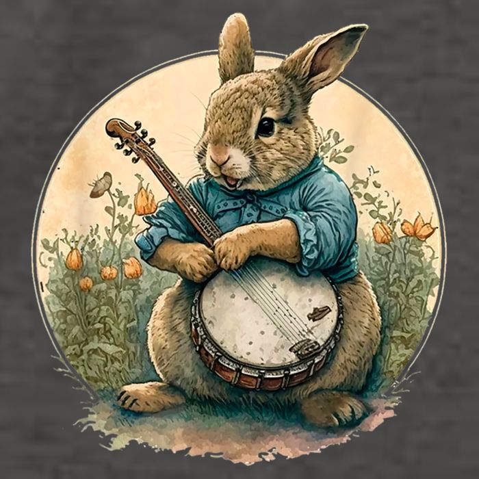 Funny Bunny Playing Banjo Guitar Music Rabbit Happy Easter Vector Backpack