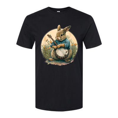 Funny Bunny Playing Banjo Guitar Music Rabbit Happy Easter Softstyle® CVC T-Shirt