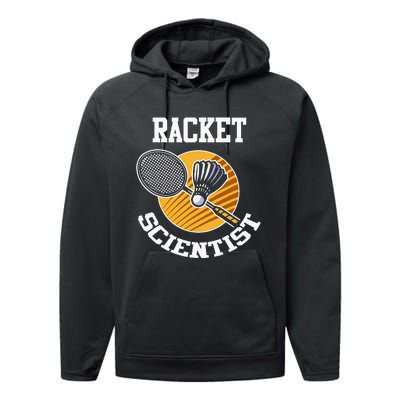 Funny Badminton Player Racket Scientist Badminton Gift Performance Fleece Hoodie