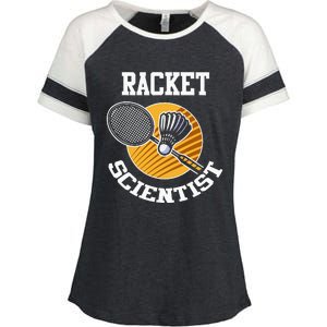 Funny Badminton Player Racket Scientist Badminton Gift Enza Ladies Jersey Colorblock Tee