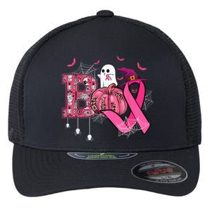 Funny Boo Pumpkin Witch Pink Ribbon Breast Cancer Halloween Flexfit Unipanel Trucker Cap