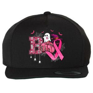 Funny Boo Pumpkin Witch Pink Ribbon Breast Cancer Halloween Wool Snapback Cap