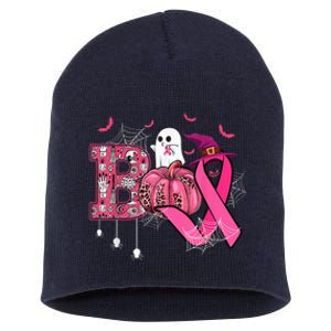 Funny Boo Pumpkin Witch Pink Ribbon Breast Cancer Halloween Short Acrylic Beanie