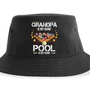 Funny Billiard Player Grandpa Is My Name Pool Is My Game Gift Sustainable Bucket Hat