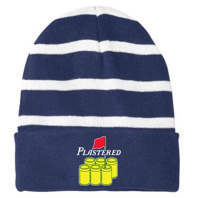 Funny Beer Plastered Golf Tournament Striped Beanie with Solid Band