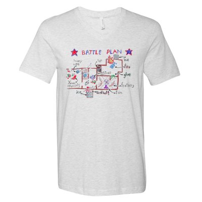 Funny Battle Plan Christmas Home Hand Dawn Alone V-Neck T-Shirt