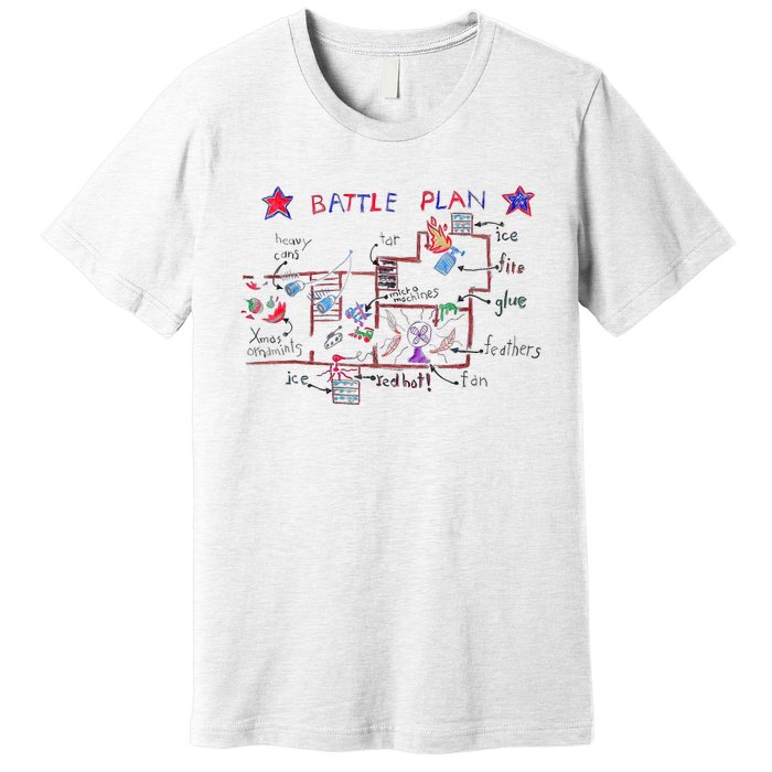 Funny Battle Plan Christmas Home Hand Dawn Alone Premium T-Shirt